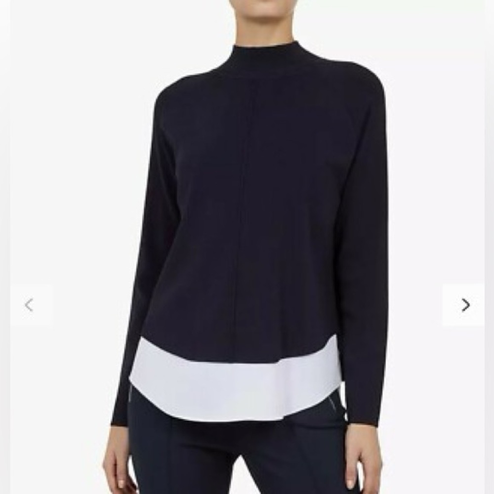 Ted Baker Popilia Illusion Jumper Top With Curved Shirt Hem